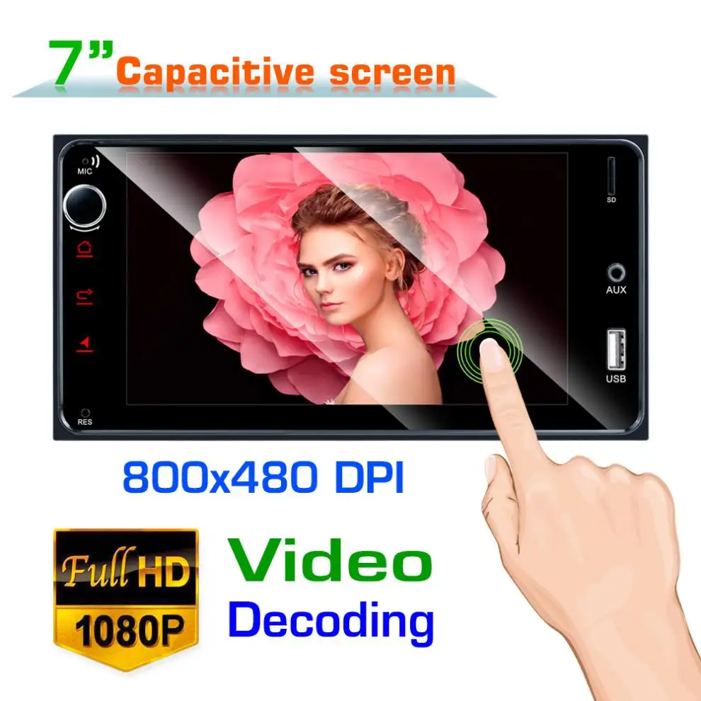 Автомобильный сенсорный экран 2 DIN 7 дюймов HD Bluetooth MP5 плеер поддержка MirrorLink /SWC