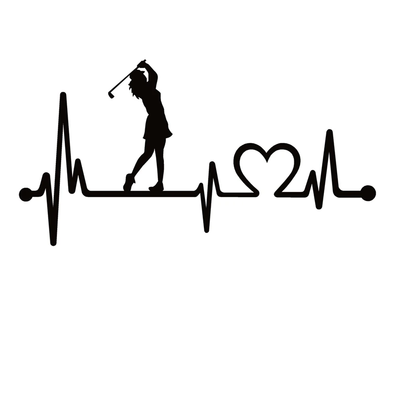 

40685# Die-Cut Vinyl Decal Lady Golfer Heartbeat Lifeline Car Sticker Waterproof Auto Decors on Car Body Bumper Rear Window
