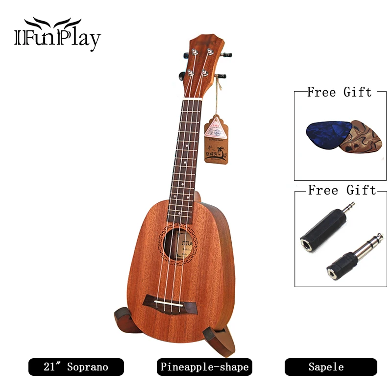 21 &quotминиатюрная гитара укулеле сопрано фирмы 15 лада ананас в форме Sapele Ukulele 4