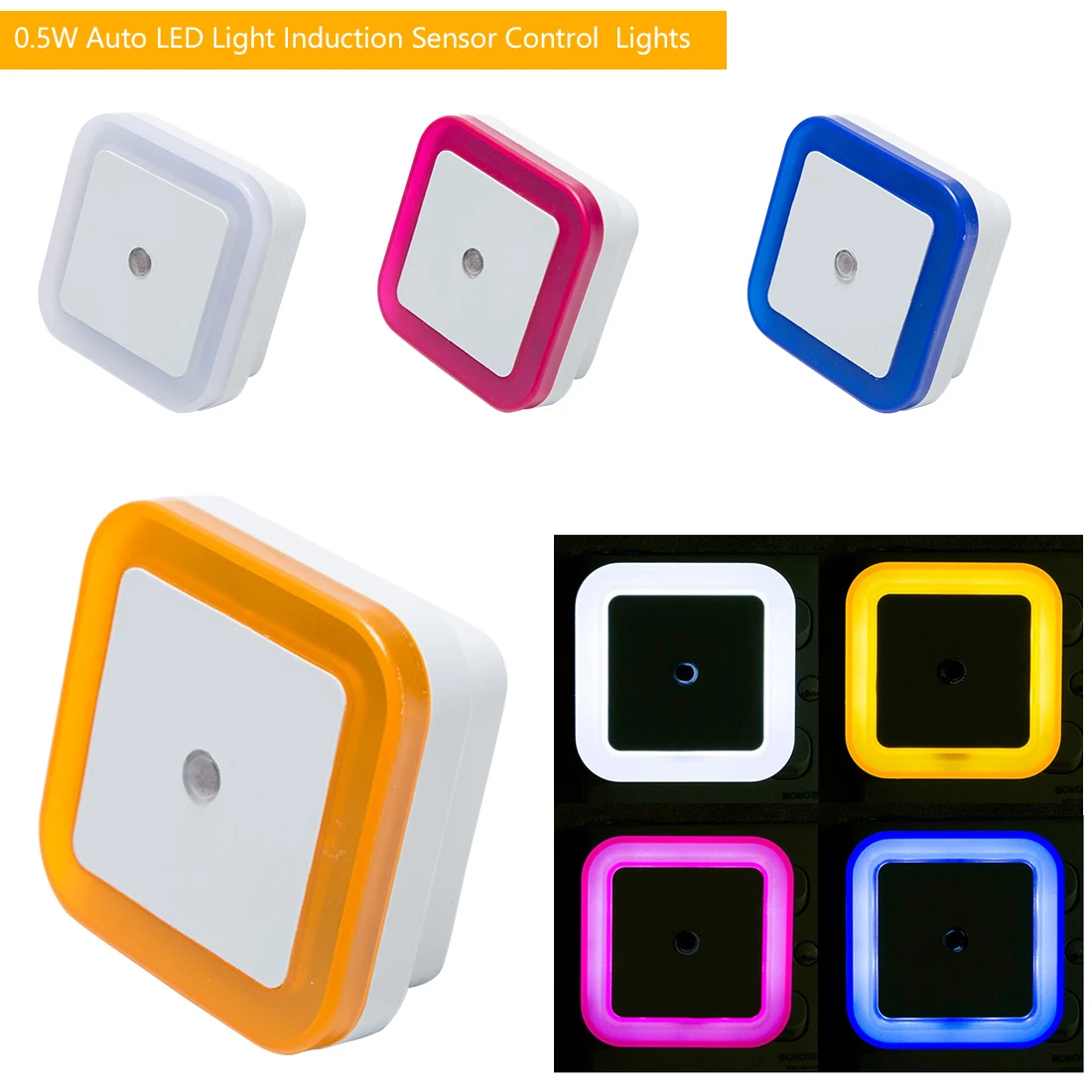 

Light Sensor Control LED Night Light Lamp Toilet Light Control EU Plug Wall Lights Baby Bedroom Bedside Lamp Bulb Backlight