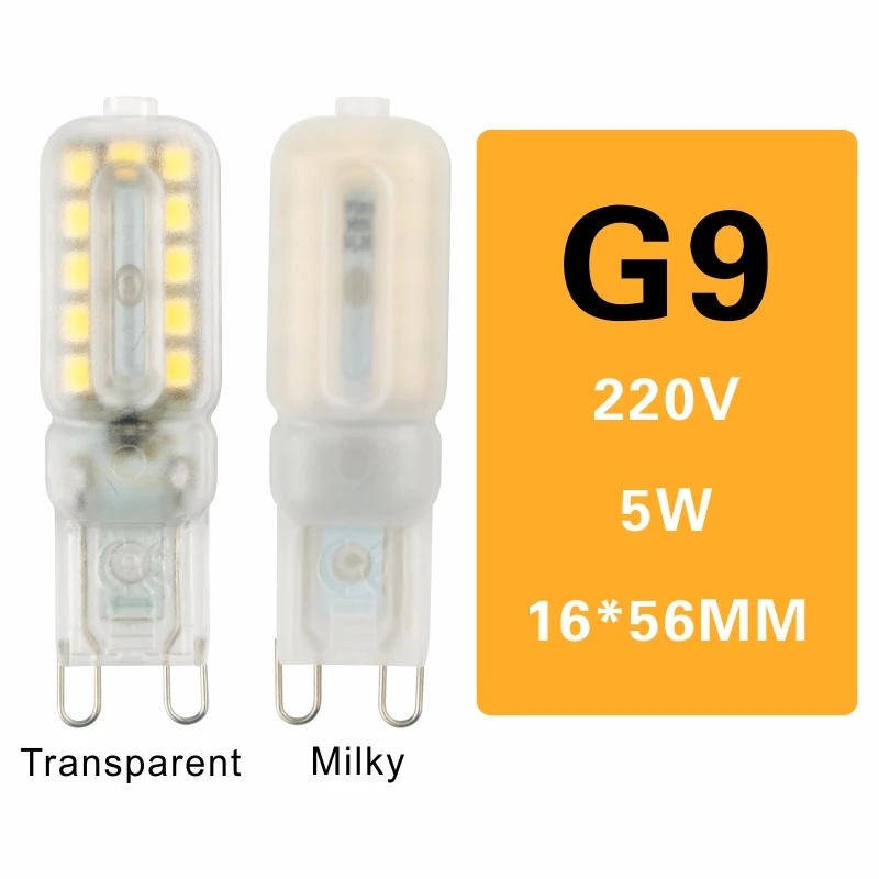 G9 5W 220V G4 G9 светодиодный светильник 3 Вт 5 Вт AC 220 В DC 12 В мини светодиодный прожектор SMD2835 люстра высокое качество освещение заменить галогенные лампы - Испускаемый цвет: G9 5W 220V