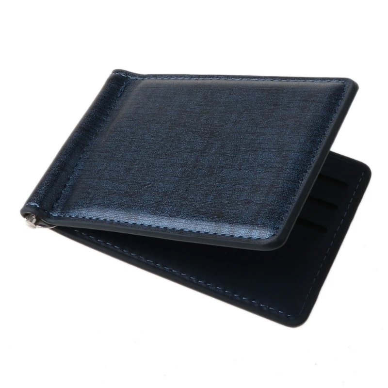 

50LD Men Slim Wallet Money Clip Business PU Leather Cash ID Credit Card Holder
