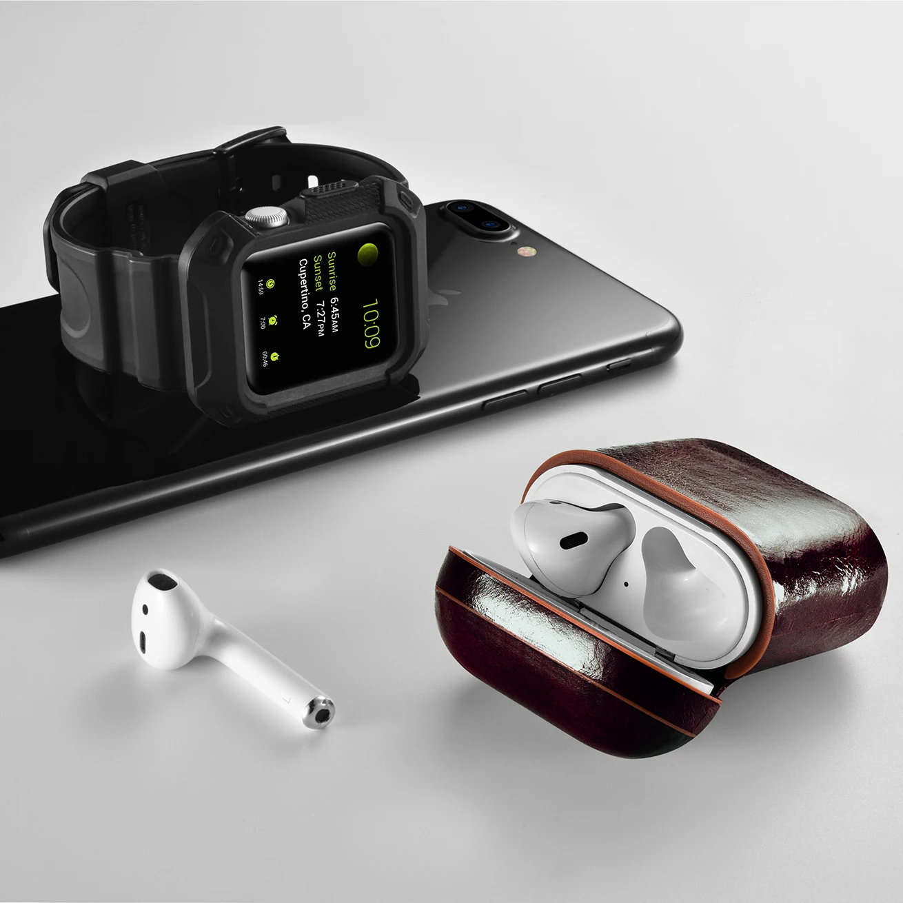 

ICARER Brand Real Leather Bluetooth Wireless Earphone Case for AirPods Oil Wax Leather Protective Case Cover