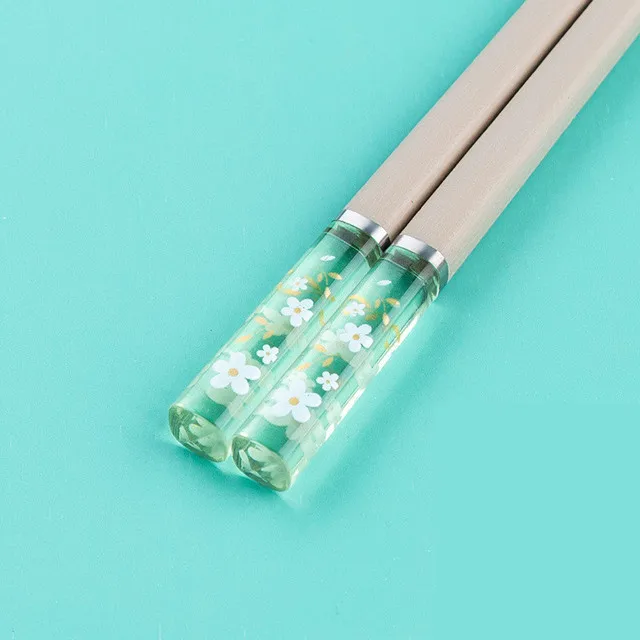 

A Pair High-quality Flower Chopsticks Mildew Proof 24cm Amber Glass Fiber High Temperature Sushi Food Stick Chopsticks for Hotel