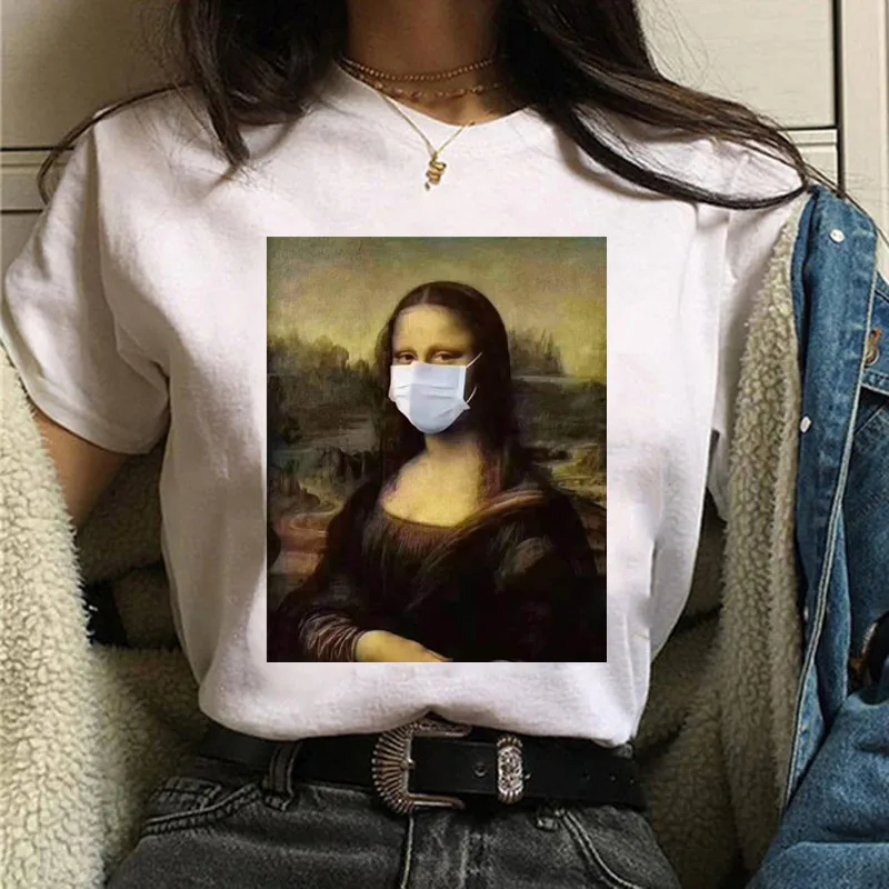 Футболка женская с принтом Моны Лизы футболка повседневные топы|Футболки| |
