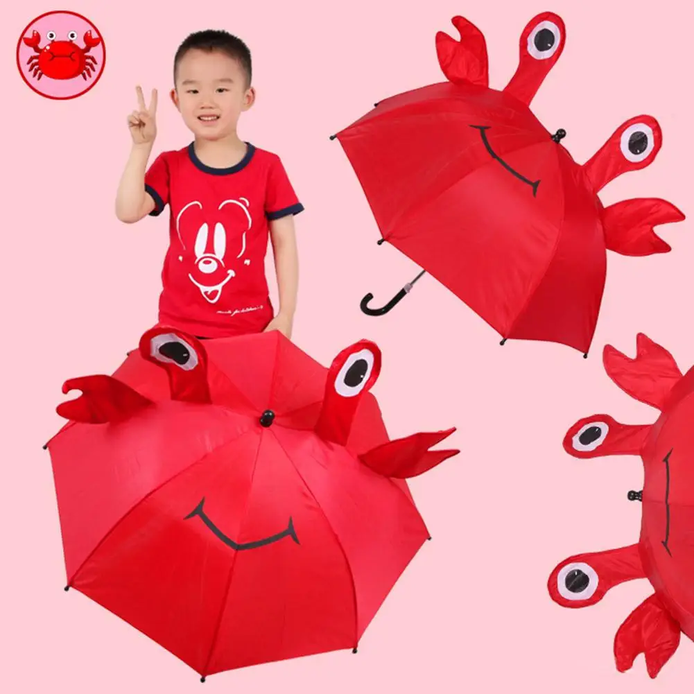 Милый мультяшный детский автоматический зонтик анимация с длинной ручкой 3D для