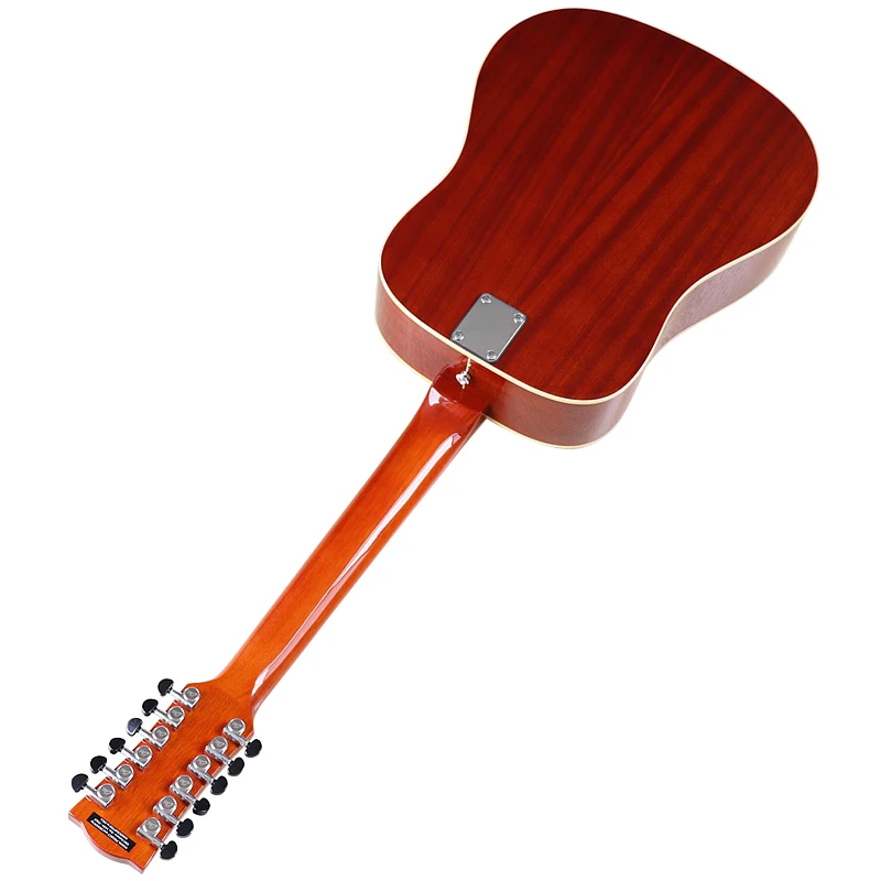 Высококачественная акустическая гитара 12-струнная оранжевого цвета