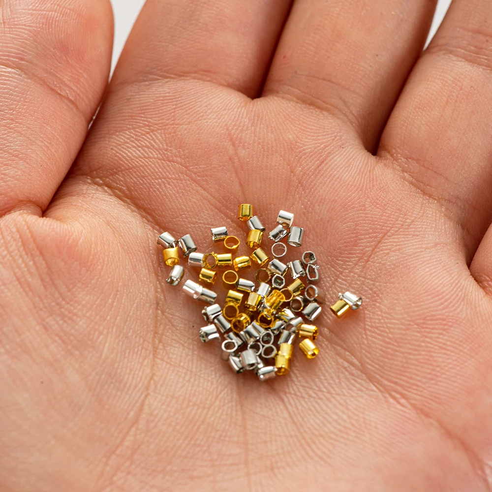 Обжимные концевые бусины для ювелирных изделий 500/2 мм золотистые/медные трубки