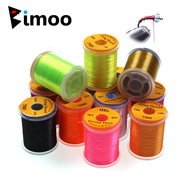 Bimoo 12 цветов 70D нить для вязания мушек Нимфа маленькие Сухие мухи Размер 14 ~ 22
