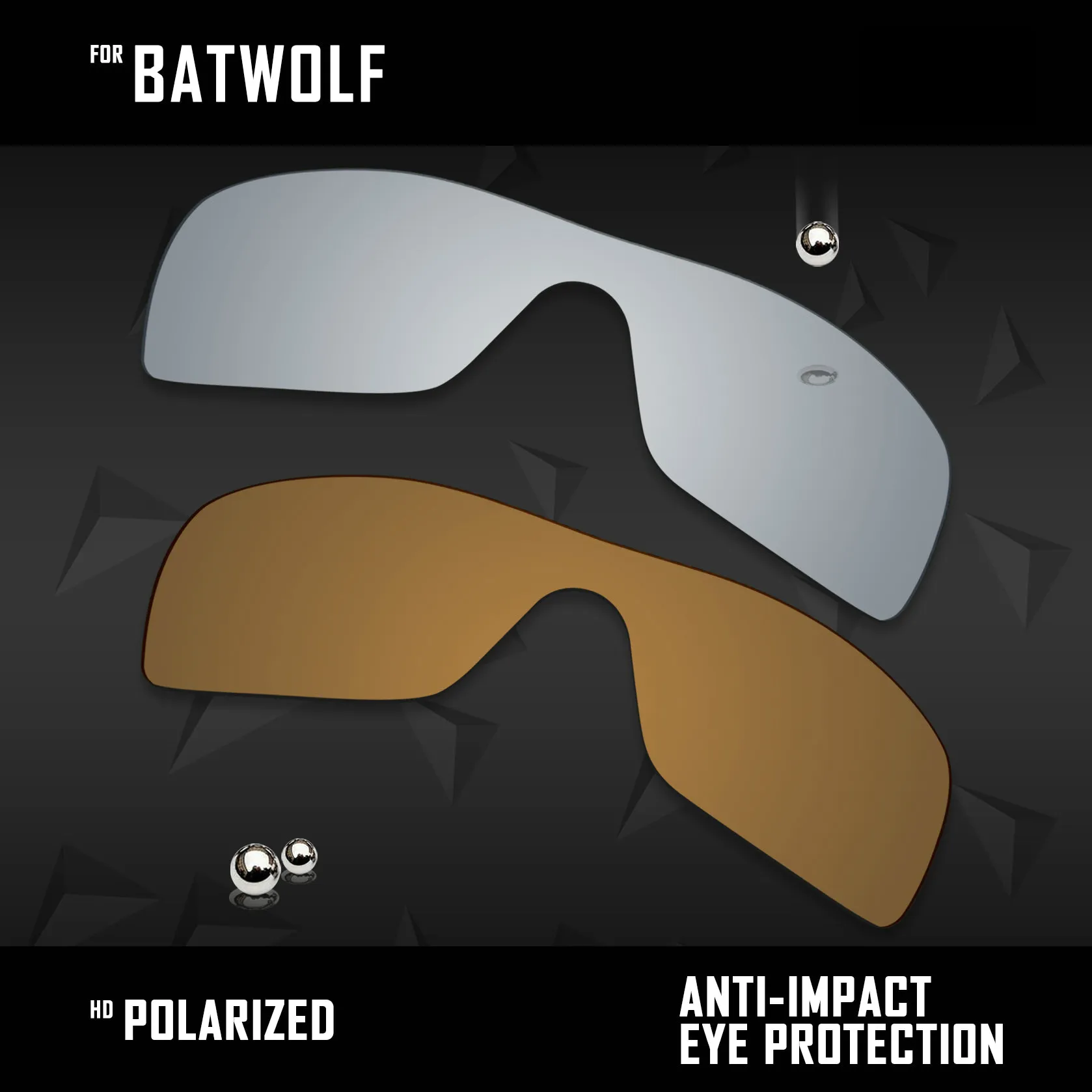 OOWLIT 2 Pieces Polarized Sunglasses Replacement Lenses for Oakley Batwolf-Silver and Bronze Gold