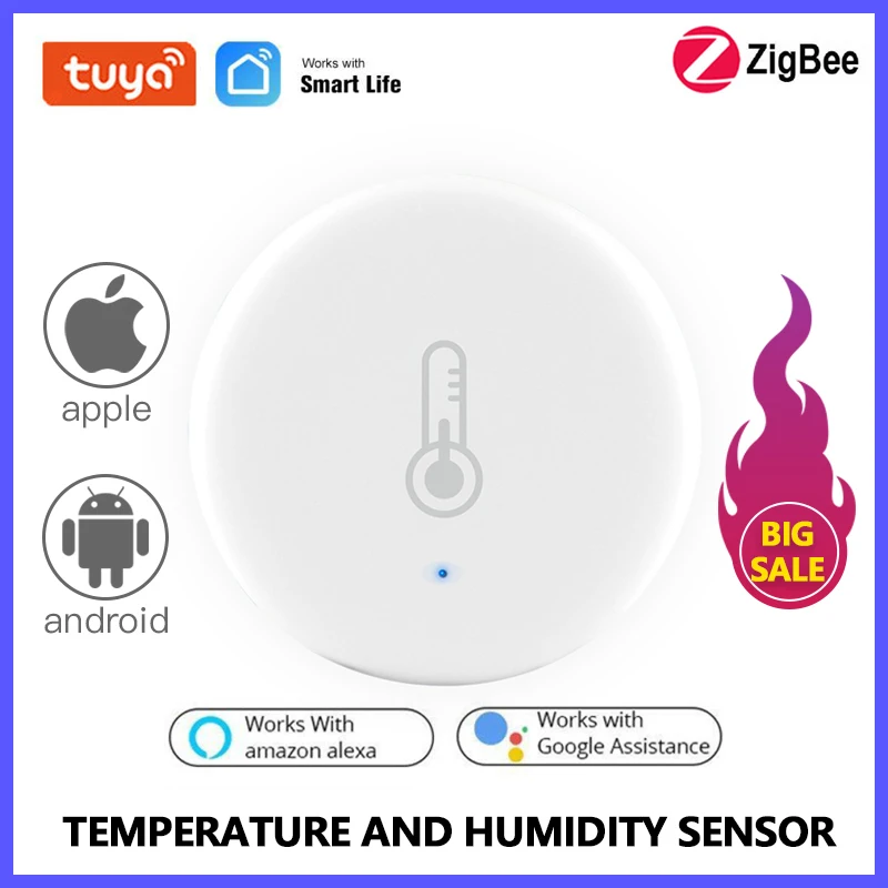 

Смарт-датчик температуры и влажности ZigBee, работает с приложением Tuya/SmartLife, работает от аккумулятора, с концентратором Zigbee, Alexa, Google Home, 1-20 шт.