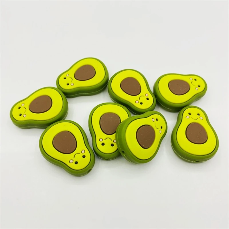 Mini mordedor de silicona con cuentas de aguacate para beb&eacute;, chupete de dentici&oacute;n infantil sin BPA, juguete Molar de lactancia, dibujos animados, 1-5 piezas-4