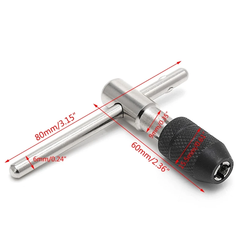 

5 Pcs T Type Hand Screw Thread Taps Drill Kit M3 M4 M5 M6 Set w/Wrench
