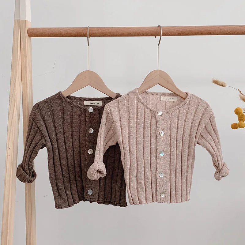 Новинка осени 2019 детская одежда однотонная куртка детский вязаный кардиган
