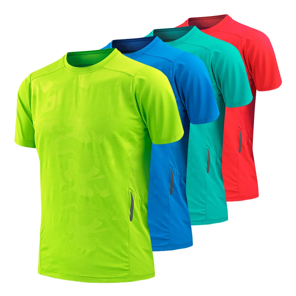 

Breathable Running Shirts Quick Dry Short Sleeve Gym Fitness Shirt Man's T-Shirt Outdoor Training Polyester Casual Sports Shirt