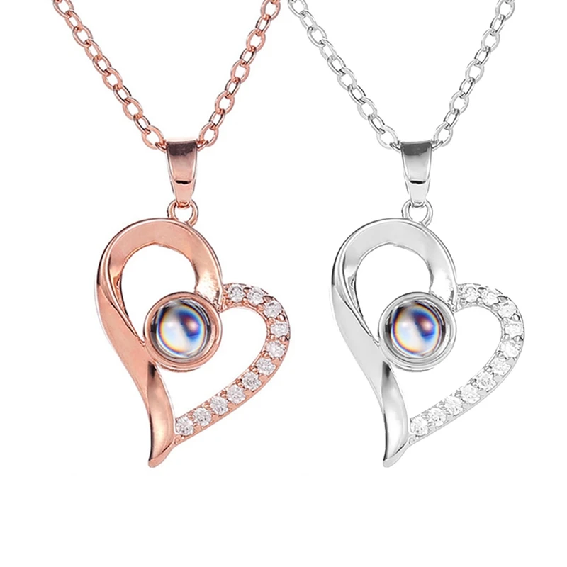 Подарок для девушки проекционное ожерелье с надписью Я люблю тебя на 100 языках