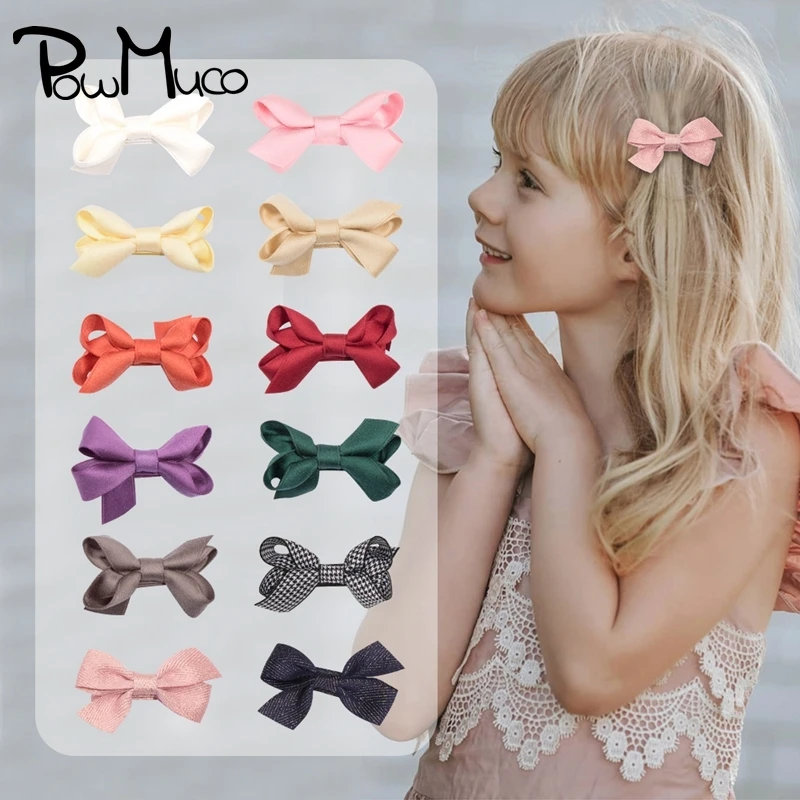 

Powmuco 6*3.5 Cm Vintage Houndstooth Fabric Baby Girls Hairpins Fashion Handmade Bowknot Toddler Bangs Barrettes Birthday Gifts
