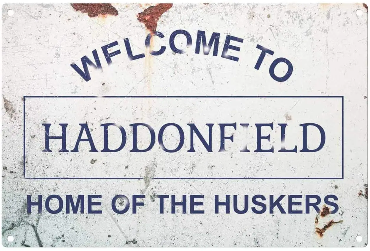 

Metal Warning Sign 12x16 inches Sign Personalized Halloween Welcome to Haddonfield, Home of The Huskers Funny Sign, le Metal Sig