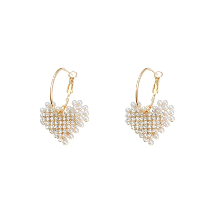 

LOVOACC Sweet Shiny CZ Zircon Love Heart Earrings for Women Girls Gold Color Hooks C Shape Hoop Earrings Party Wedding Jewelry
