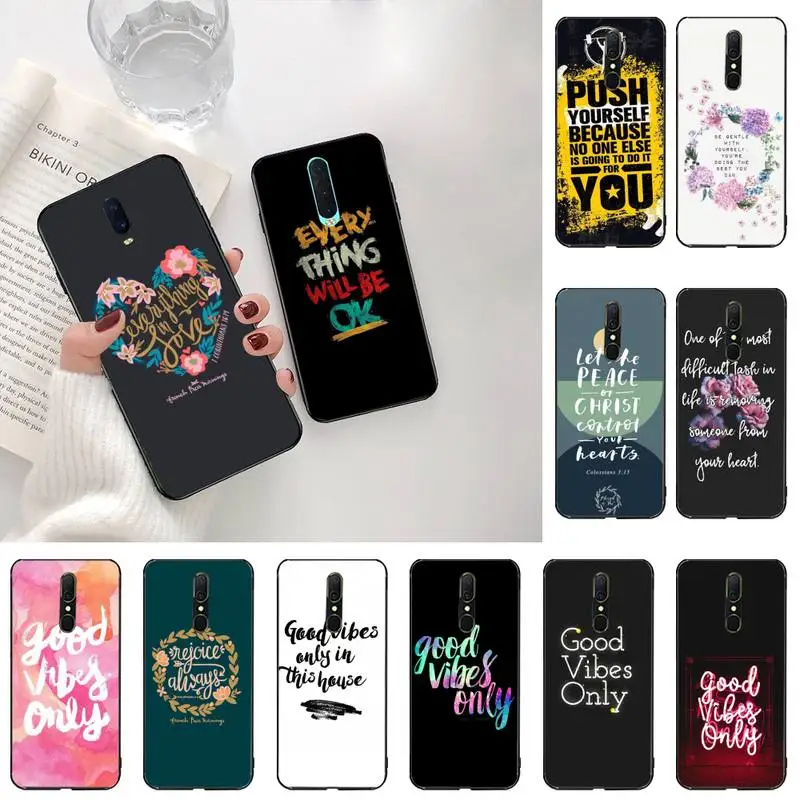 Пословица фраза девиз Good Vibes Only Love Coque Shell чехол для телефона Oppo A5 A9 2020 Reno2 z Renoace 3pro
