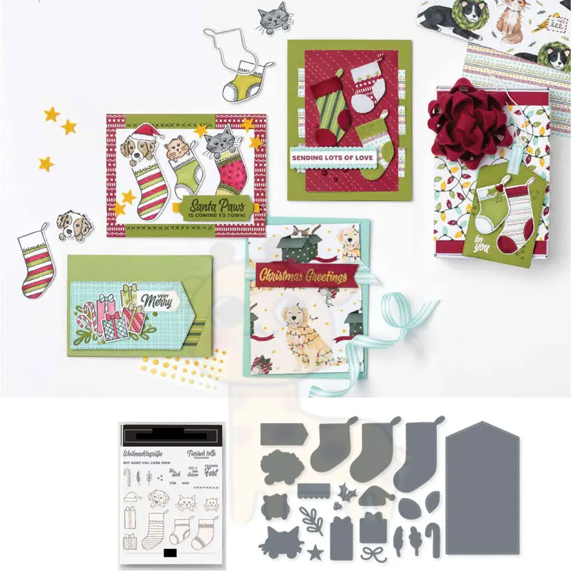 

Festive Stockings New Metal Cutting Dies Stamps Scrapbook Diary Decoration Embossing Cut Die Template DIY Greeting Card Handmade