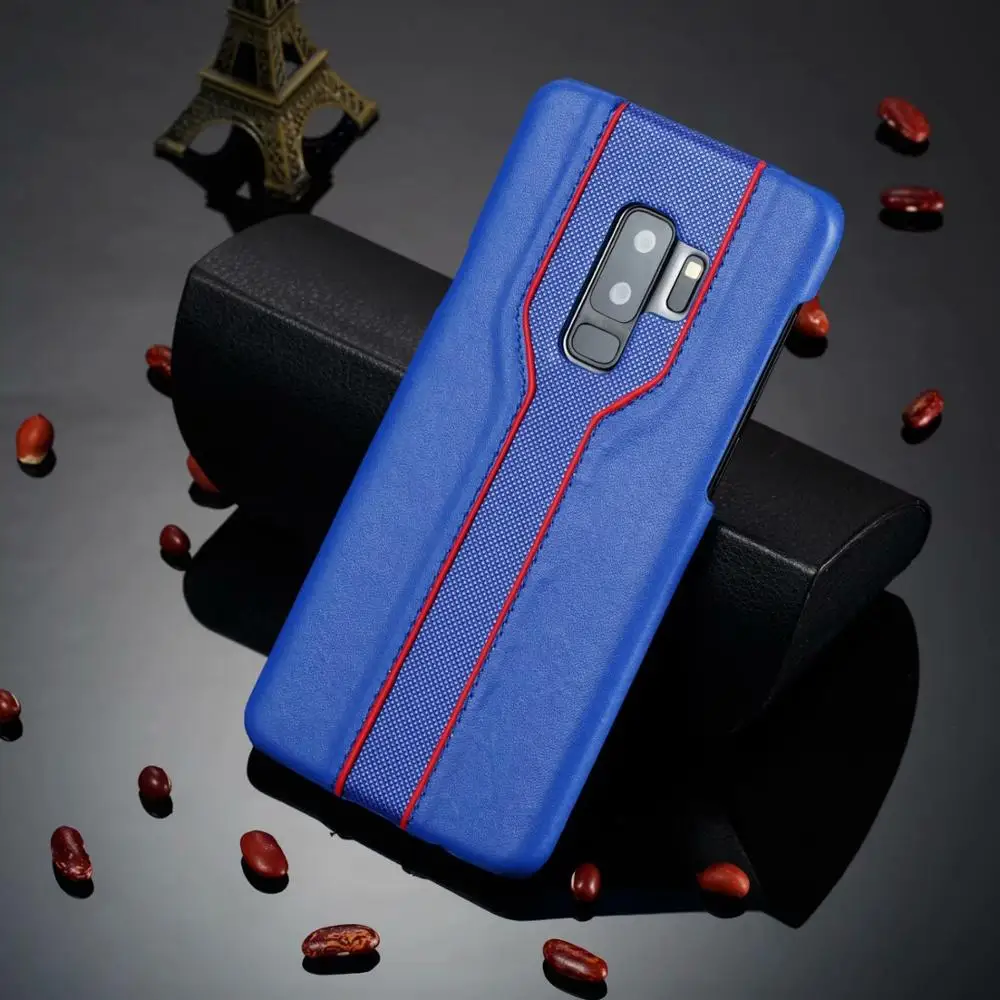 blue Роскошный Автомобильный дизайн PU защитный чехол для телефона и крышки для S6 S7 Edge S8 S9 Plus S10 Plus/Lite Note 8 Note 9 - Цвет: blue