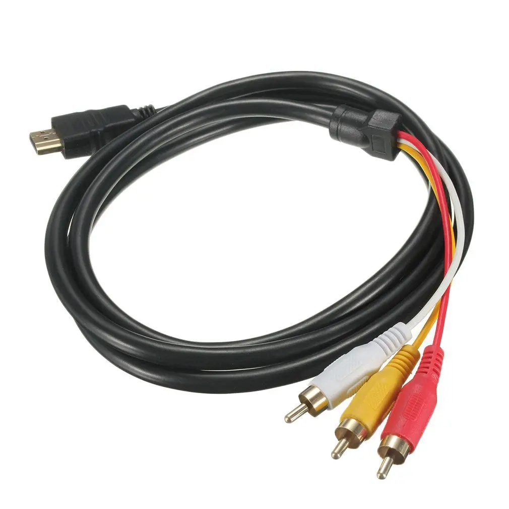 

Gold Plated Connectors 5 Feet 1.5M 1080P HDTV HDMI-compatible Male to 3 RCA Audio Video AV Cable Cord Adapter