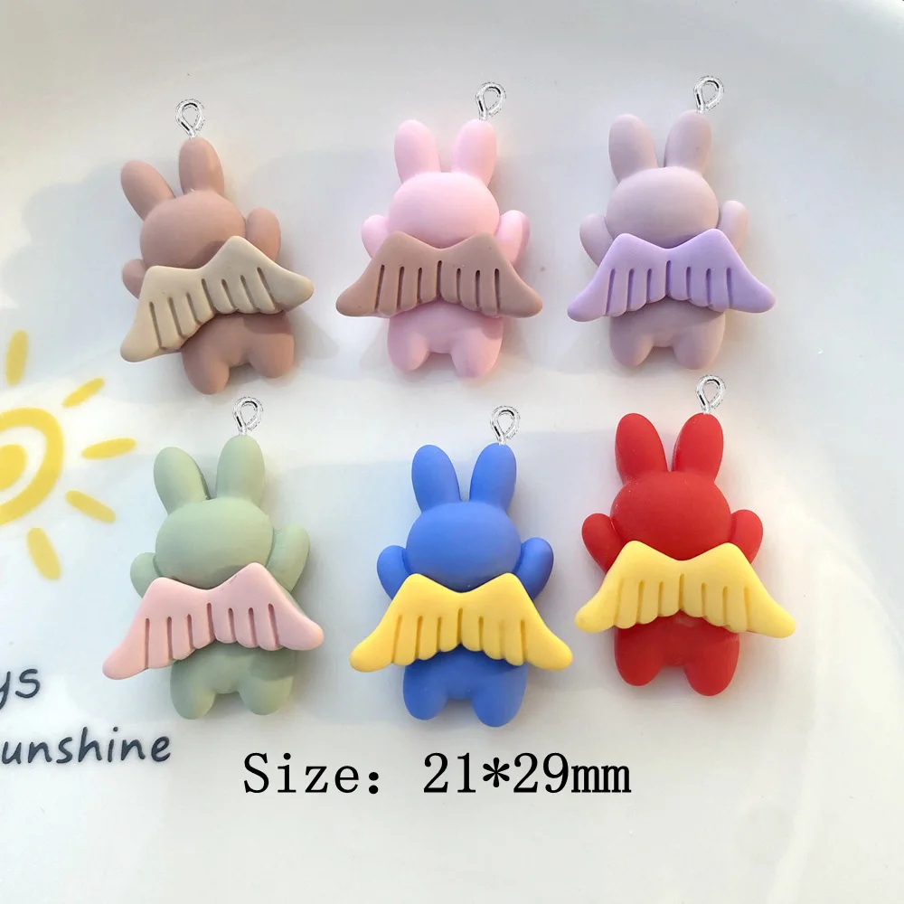 

10 шт., подвески из смолы в виде мультяшного кролика, ангела для сережек, ожерелий, брелоков, аксессуары «сделай сам», украшение
