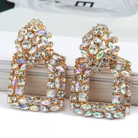 statement large colorful square crystal dangle earrings boho high quality fashion modern female jewelry accessories for women