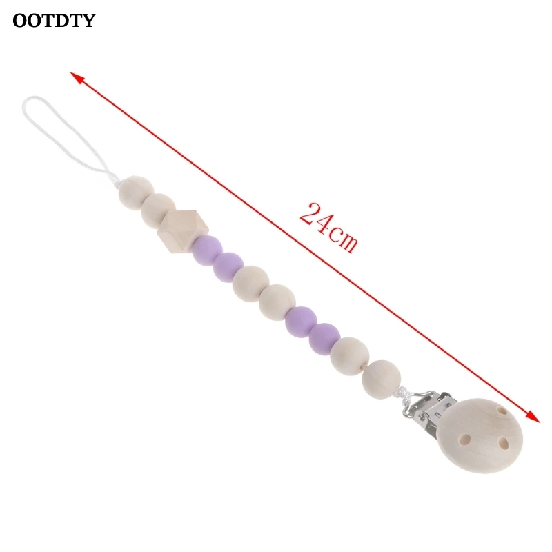 

Nipple Holder Beaded Wooden Baby Pacifier Clip Chain Nipple Leash Strap Pacifier Clips Soother Chain