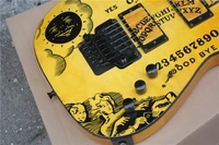 custom 6 strings guitaryellow guitarquilted maple veneermoon goddess patterntremolo bridge hh pickupsmoon star inlay