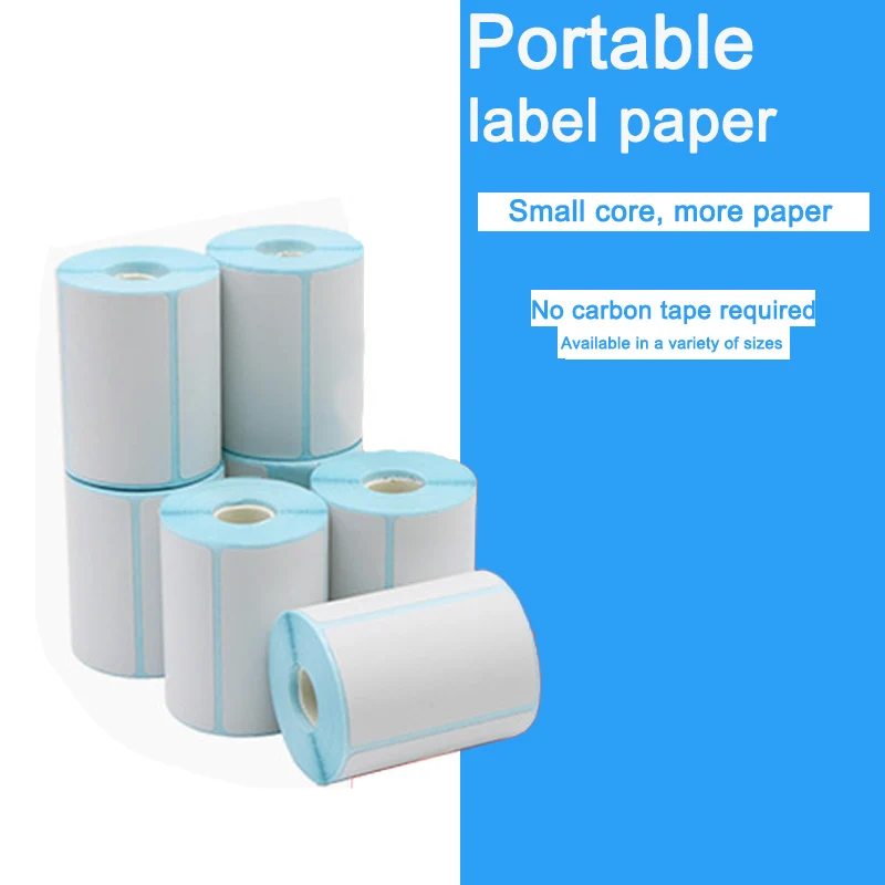5 rolls of hot label stickers 30-75mm width for all portable Bluetooth label printers