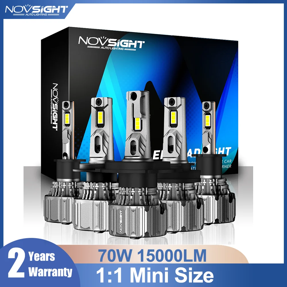 NOVSIGHT светодиодный фар автомобиля лампы H7 H4 H11 H8 H9 H1 H3 9005 9006 70W 15000LM мини Размеры 6500K
