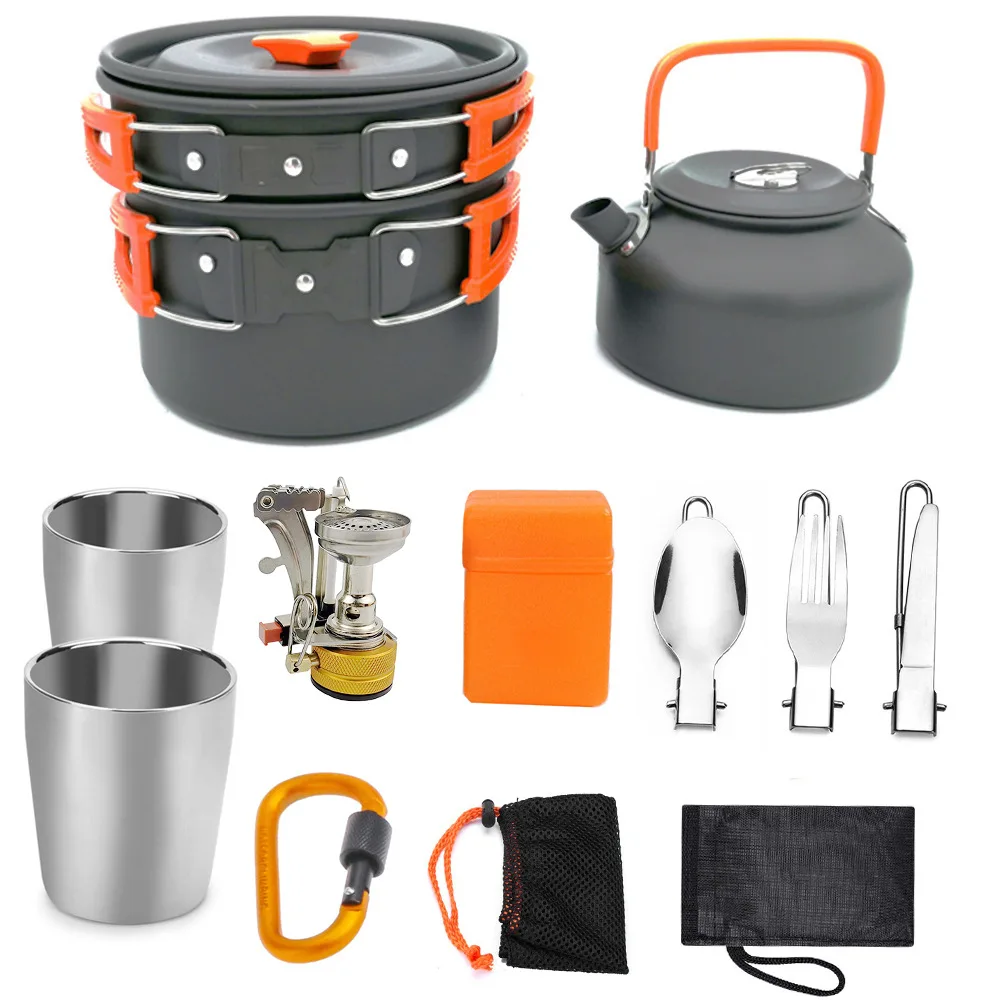 

Уличная плита, газовая плита, чайник, набор для кемпинга и пикника, портативное снаряжение, посуда, набор кухонной плиты
