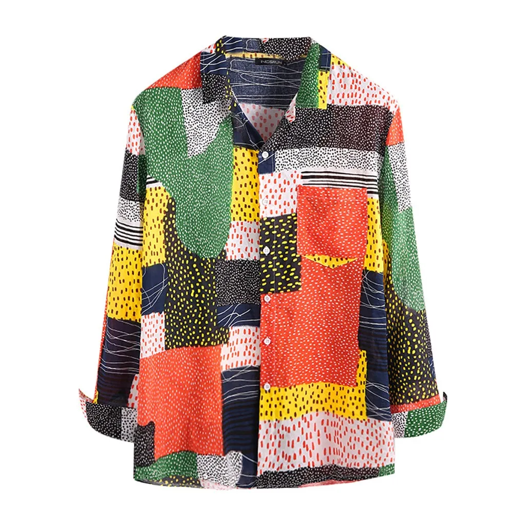 SAGACE мужская новая стильная модная рубашка с длинными рукавами и принтом удобная