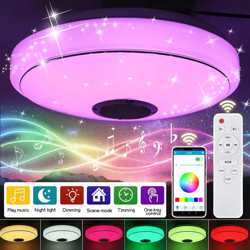 Светодиодный музыкальный потолочный светильник лампа с регулируемой яркостью 36