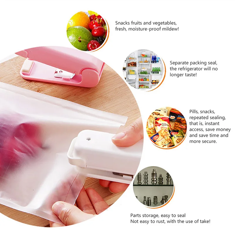 

Portable Hand Pressure Food Sealing Machine Mini Heat Sealer Capper Ceramic Impulse Food Saver Storage For Plastic Bags Package