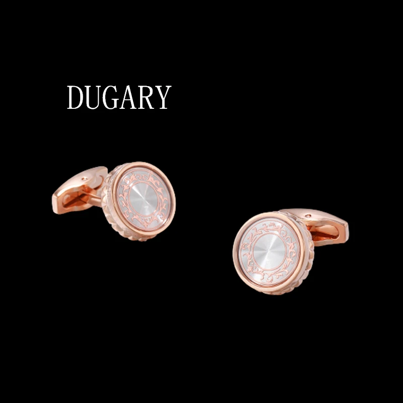

DUGARY Luxury shirt cufflinks for men's Brand cuff buttons cuff links Pink round wedding abotoaduras Jewelry gemelos