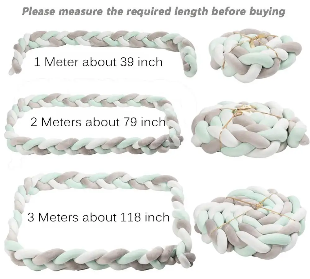 1M/2M/3M Baby Bed Bumper Braid Knot Pillow Cushion for Decoration Room Infant Bebe Protect Cot Crib | Мать и ребенок