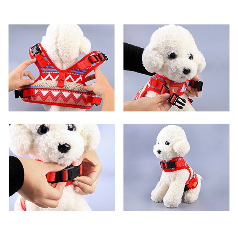 Шлейка с поводком для собак нейлоновая сетчатая поводки питомцев принтом котят и