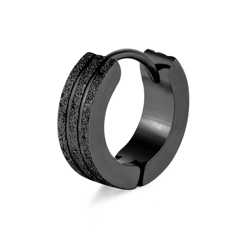 Фото Круглые серьги, 1 шт., Корейская версия из титановой стали, из нержавеющей стали, прессованного песка, с матовой плоской застежкой, 4 Х9 №4