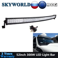 52inch 300w curved led bar combo beam car led lightbar offroad truck 4x4 suv driving roof lamp for jeep uaz kamaz trailer pickup
