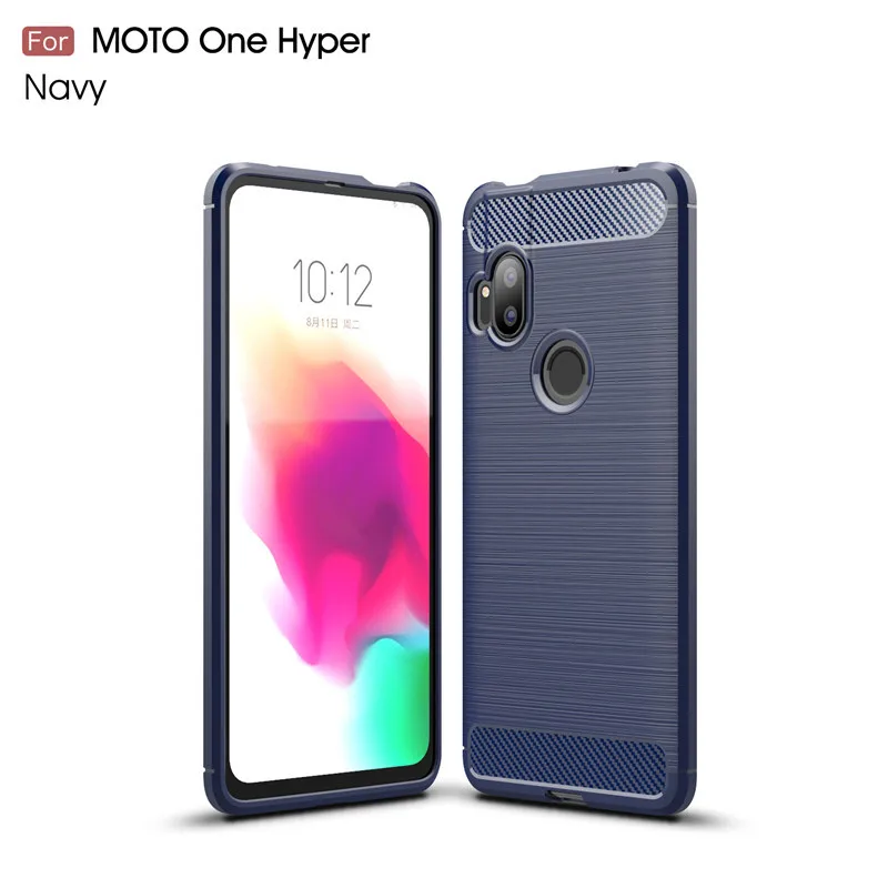 For Motorola One Hyper Case Carbon Fiber Soft Silicone Shockproof Armor MOTO Cover |