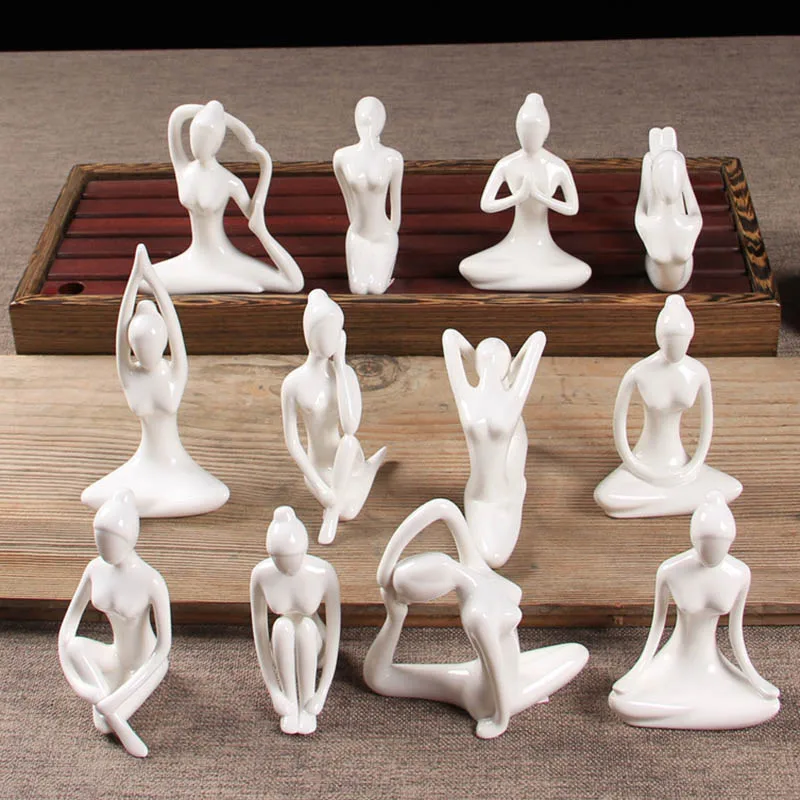 Горячий белый фигурка Йога статуя дома декоративные фарфоровые керамические