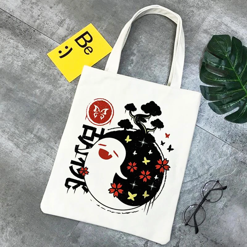 

Genshin Account Hu Tao Handbag Shopper Account Genshin Impact Anime Kawaii Tote Bag Canvas Foldable Shopping Bag Shoulder Bags