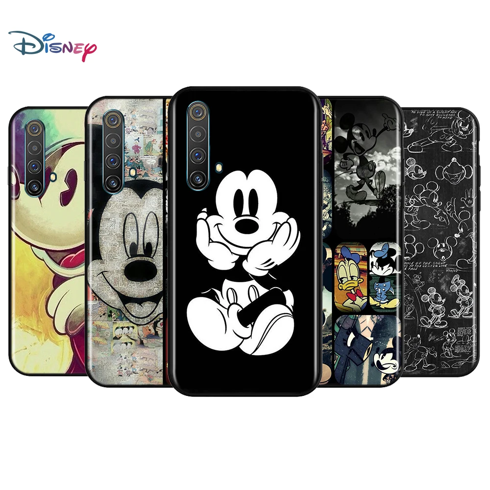 

Silicone Black Cover Mickey Mouse For Realme 2 3 3i 5 5S 5i 6 6i 6S 7 Global X7 Pro 5G Phone Case Shell