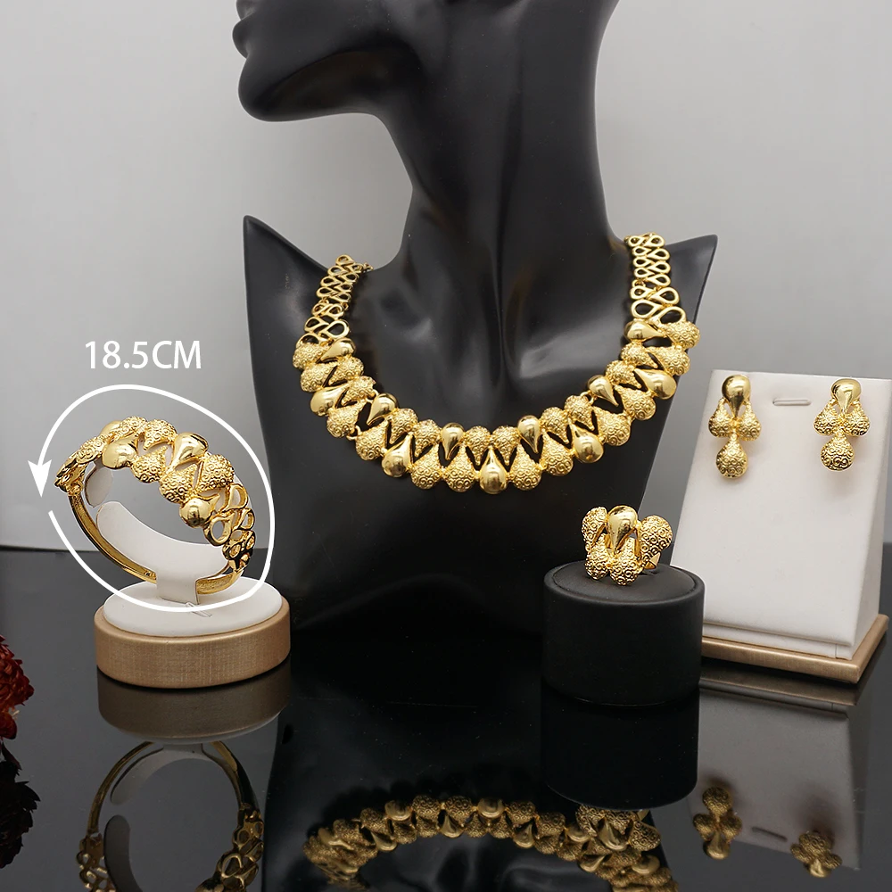 

Nigeria Jewelry Sets For Women Dubai Gold Wedding Bridal Fashion Jewelery Set Womens Accessories Party Gift