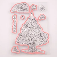 1pc pine tree deer transparent clear silicone stamp seal diy scrapbook rubber stamping coloring embossing diary decor reusable