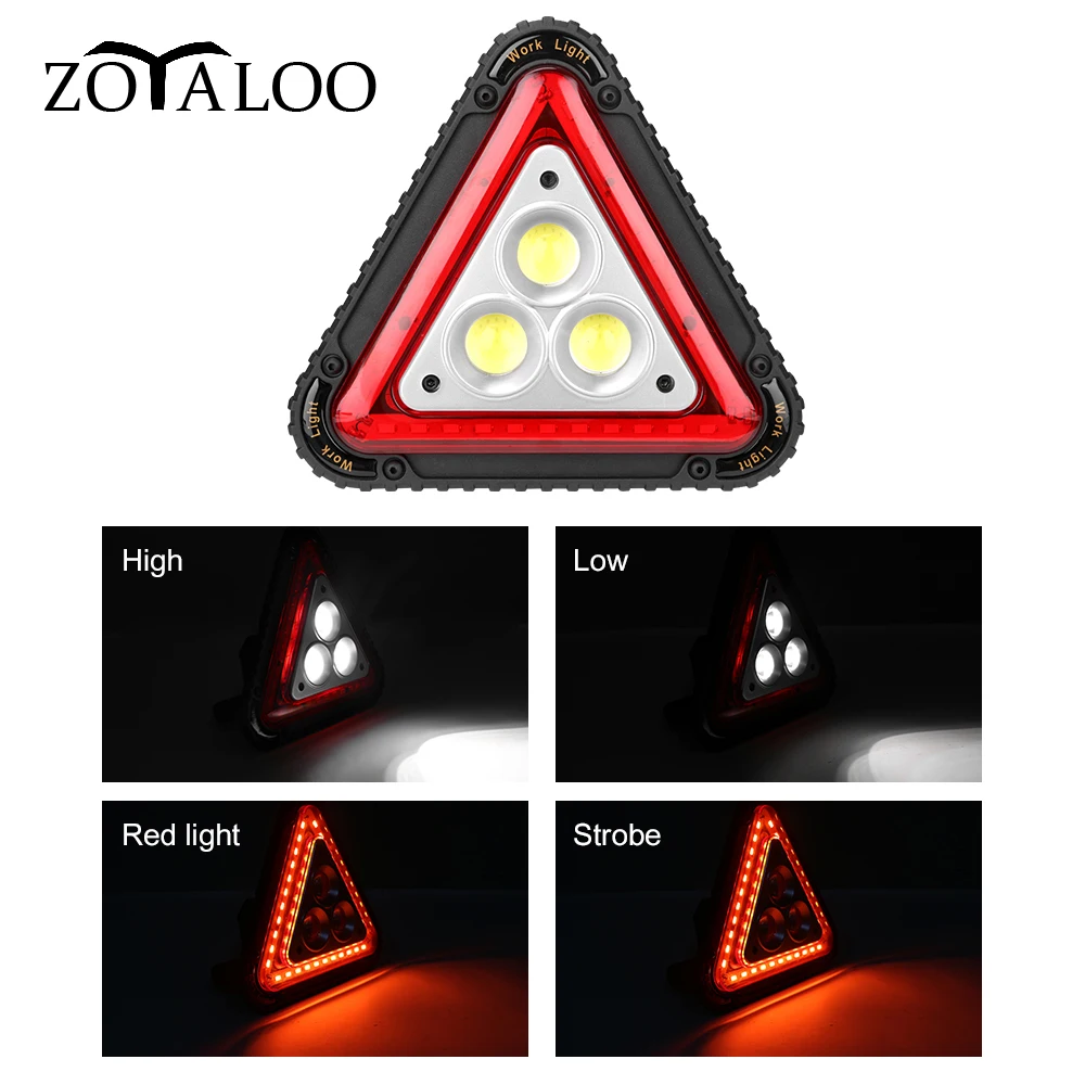 

Car Repair Work Light 4 Modes Triangle Signal Warning Light Multi-function Handle SOS Camping Searchlight LED Traffic Lighting