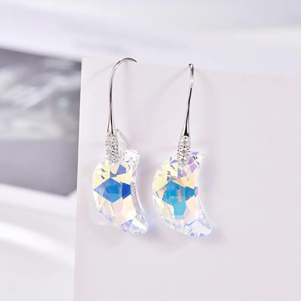 Кристаллы от Swarovski Moon Подвеска Висячие серьги новая мода Стерлинговое Серебро